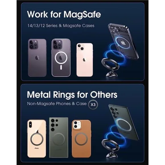 MagSafe Car MountMini Classy All-Metal Phone Mount, 360° Rotatable Holder
